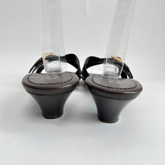 Franco Sarto Sandals Size 11M Brown Slides Gold Buckle Mules - Picture 8 of 10